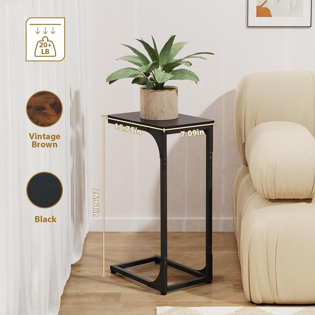 C Shaped End Tables Couch Table TV Trays Set of 2, 7" Wide, Black - Image 3