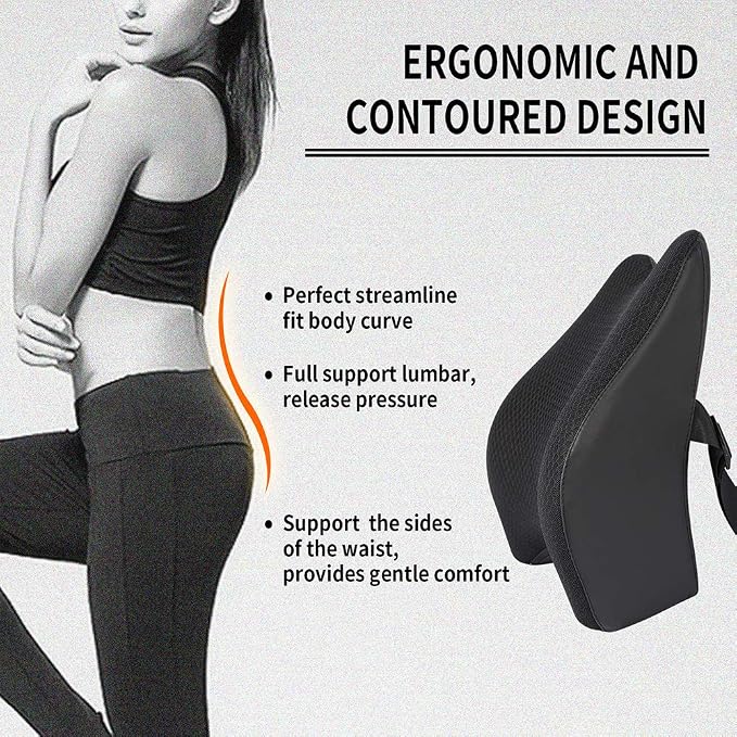 Memory Foam Lumbar Support Pillow for Car - Back Support for Car Seat (Black) - Image 3