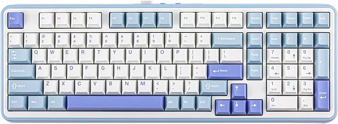 EPOMAKER TH99 Tri-Mode Wireless Mechanical Keyboard with 8000mAh Battery | Hot Swappable Custom RGB Gaming Keyboard with Numpad, Creamy Gasket Keyboard for PC/Mac/Office (Blue&White, Creamy Jade) by EPOMAKER