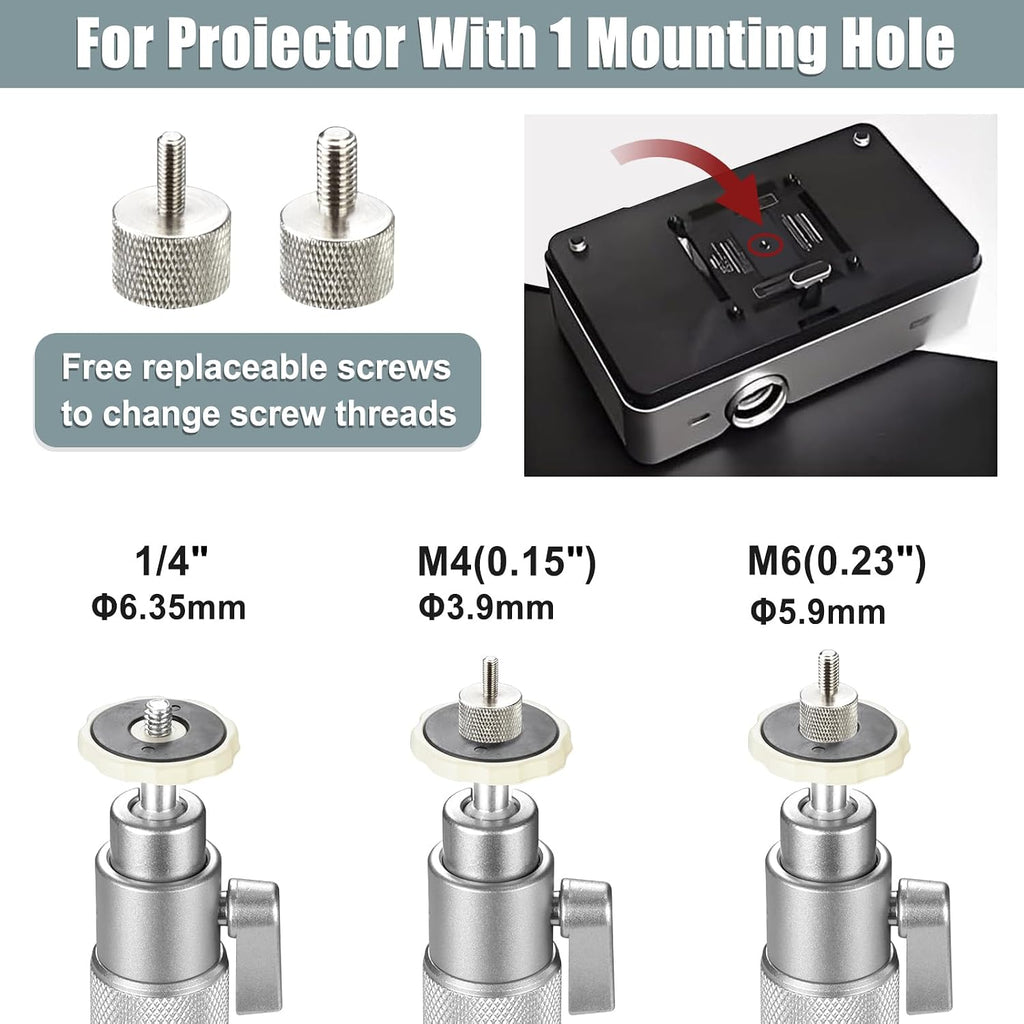 2-Be-Best Ceiling Projector Mount Bracket Adjustable Projector Mount Compatible with Aurzen, TMY, HAPPRUN, Yaber, & More (Silver, 14-24“) - Image 4