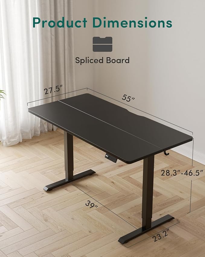 CubiCubi 55 x 28 Large Standing Desk, Height Adjustable Electric Computer Desk, 28" Deep Desktop, Sit Stand up Home Office Workstations with Preset Heights, Black - Image 3