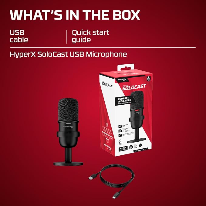 HyperX SoloCast – USB Condenser Gaming Microphone, for PC, PS4, PS5 and Mac, Tap-to-Mute Sensor, Cardioid Polar Pattern, great for Streaming, Podcasts, Twitch, YouTube, Discord,Black - Image 9
