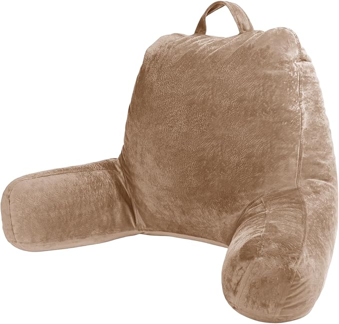 Sasttie Reading Pillow for Bed, Back Pillow for Sitting Up, Light Brown | 18" Backrest Support Cushion for Couch, Sofa, and Floor, Dorm Essentials, OEKO-TEX, Adjustable Down Alternative Fill by SASTTIE
