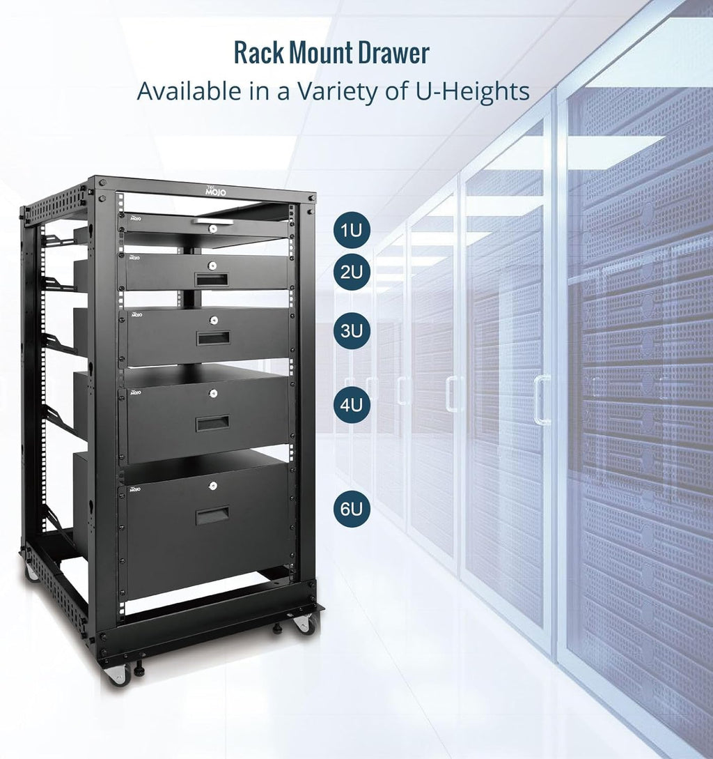 Tecmojo 1U Rack Drawer,Rack Mount Drawer for 19in Network Equipment/Server/AV Rack or Cabinet Enclosure,Sliding and Lockable Server Rack Drawer - Load-Bearing 44lb (20kg),with Cable Management Holes - Image 6