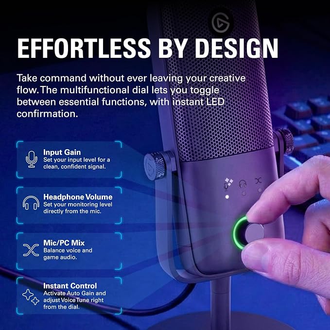 Elgato Wave:3 MK.2 USB Condenser Microphone, DSP Effects | Clipguard 2.0 protection, Auto Gain calibration, Onboard voice enhancer, compressor, EQ, Multifunction dial, USB-C - Image 3