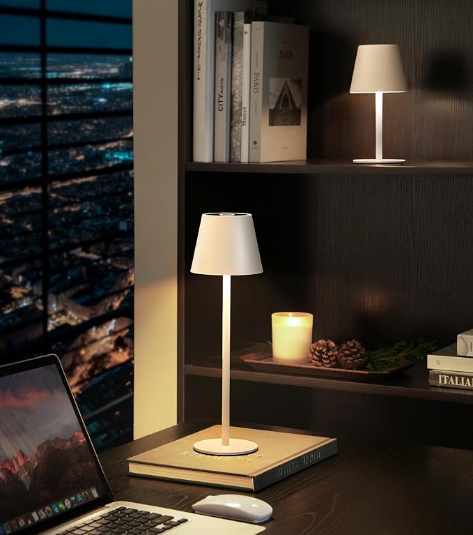 Cordless Table Lamp, Portable Battery Operated Lamp with 3 Color Temps and Stepless Dimming, Rechargeable Table Lamp for Dinner, Desk, Cafe, Outdoor (White) - Image 2