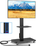 Rfiver Rolling TV Stand 32-75 Inch with Power Outlet and Shelf, Black by Rfiver
