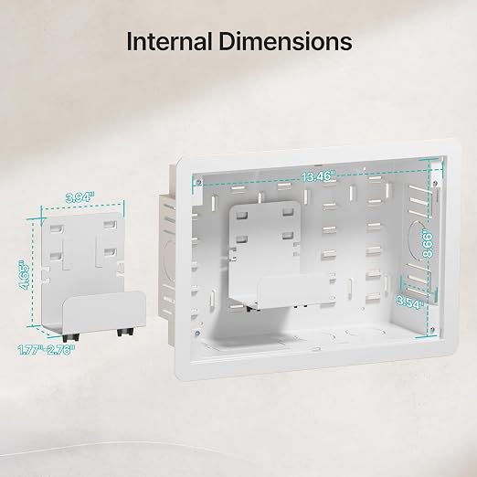 9" in-Wall Media Box Recessed Outlet Cable Management Kit 2 Pack | Structured Media Enclosure, One Connect & Network Switches, Fits Fire TV Stick Samsung, Recessed In-Wall Design, 2 Pack - Image 6