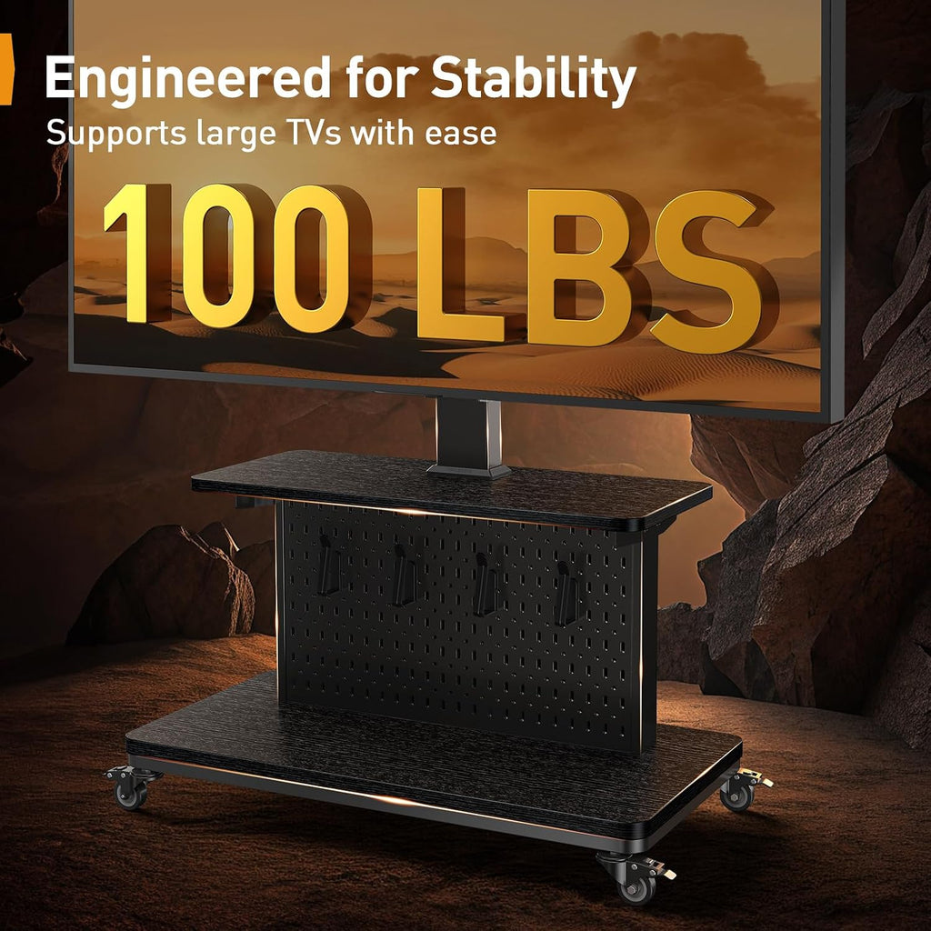 Perlegear Motorized Mobile TV Stand with Pegboard Storage for 32–80" TVs - Image 4
