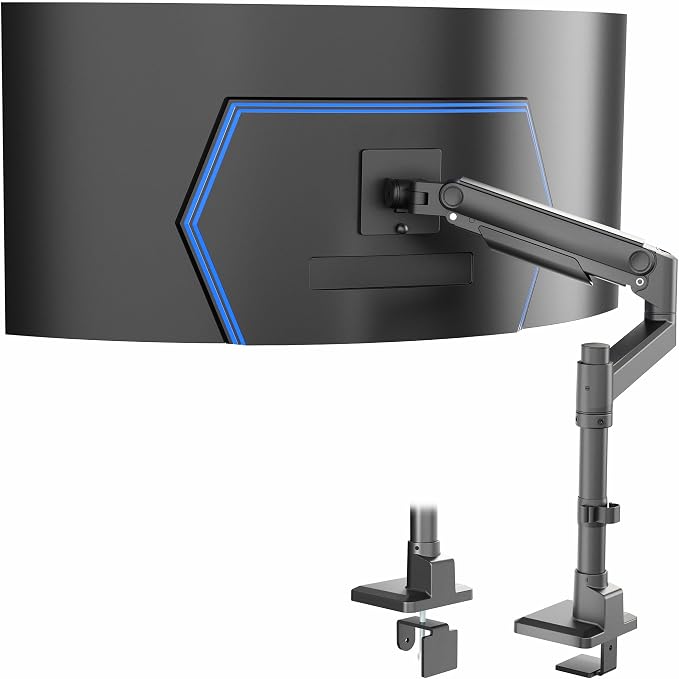 VIVO Aluminum Ultrawide Monitor Tension Stand with Extension Pole for up to 49 inch Screens, Holds 44 lbs, Premium Desk Mount Designed for Samsung Odyssey G9 and More, Black, STAND-POLE1V by Unknown