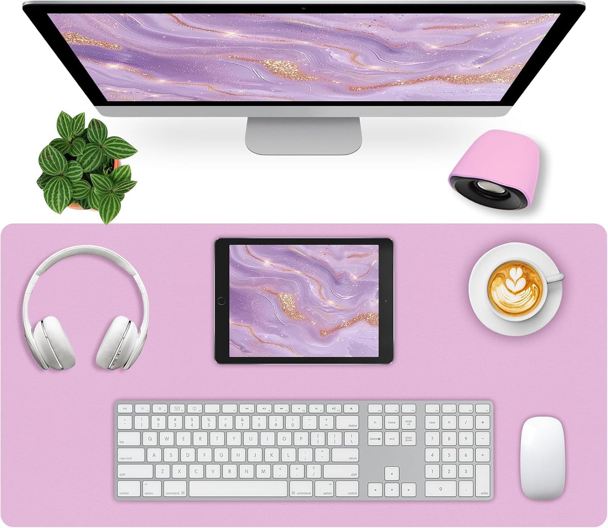Purple Desk Mat, Desk Matt for Desktop, Large Leather Desk Pad, Desk Pad Mat Waterproof, Computer Mat for Office Work/Home/Decor (31.5 x 15.7 Inches) by Bloss