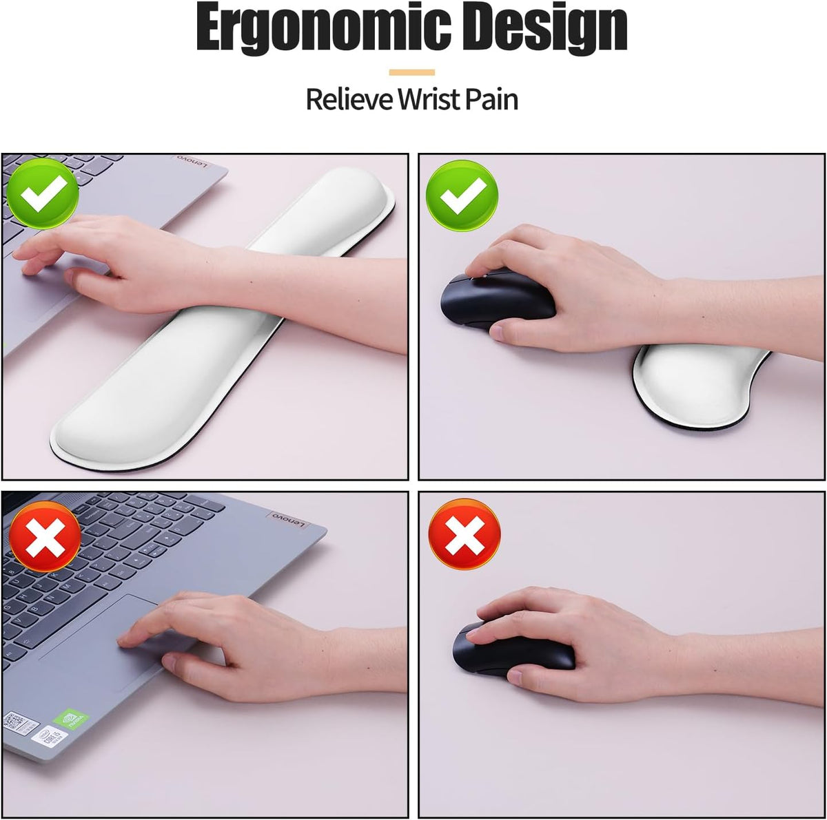 Leather Desk Pad and Keyboard Wrist Rest, Large Mouse Pad + Keyboard Pad+Mouse Wrist Support, Non-Slip Desk Mat Protector for Office, Home (35.4×15.7 Inches,White) - Image 5