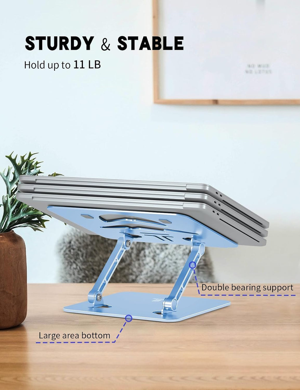 Z-Shaped Laptop Stand for Desk Fits 10"-16" Notebook, Sky Blue - Image 4