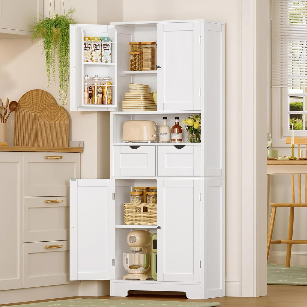 Kitchen Pantry Cabinet with 4 Door Shelves, Tall Storage Cabinet by TEENFON