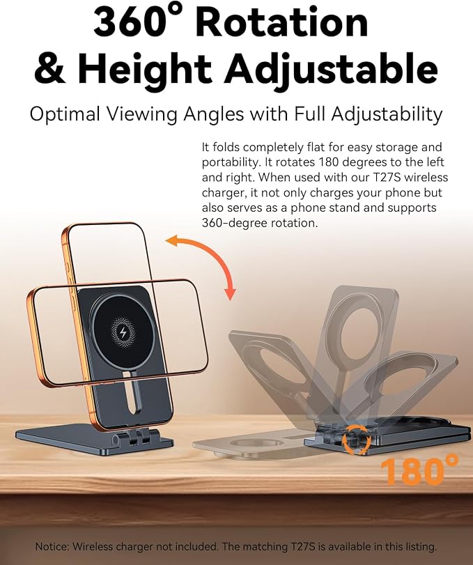 Wireless Charger Stand Matching Only for with T27S Wireless Charger | Full Functional Combo Partner Kit, Precise Molded Replacement Accessory for Daily Home Office Travel Use - Image 5