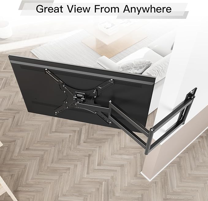ELIVED Long Arm TV Wall Mount for 26-65" TVs, Max VESA 400x400, 77 Lbs Load | 37.4in long extension, full motion swivel & tilt, durable wall bracket for household flat screen TVs - Image 3