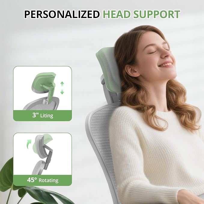 Office Chair|330LBS Capacity Ergonomic Desk Chair | High Back Computer Chair,Long Hours Comfortable,Rolling Swivel,Flip-up Armrests,Home Office - Image 5
