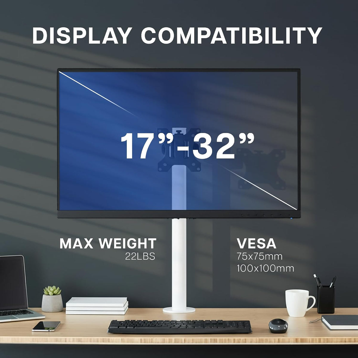 VIVO Black Pole Bracket Monitor Mount for 17-32 in Screen, MOUNT-POLE01 - Image 3