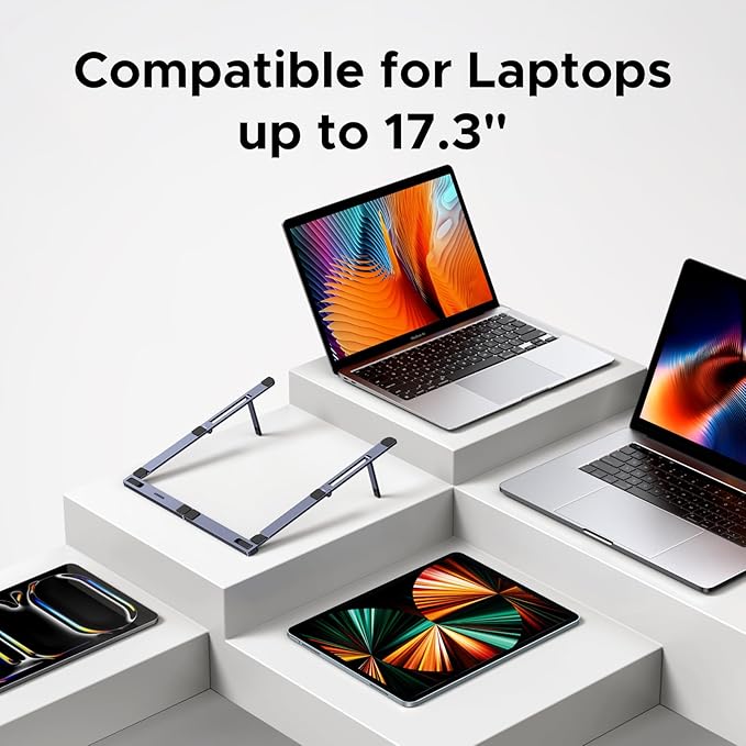 UGREEN Portable Laptop Stand, Foldable & Compact Aluminum Computer Stand Holder for Desk, Adjustable Ergonomic Laptop Riser for MacBook, Travel-Friendly for 10-17 Inch Laptops - Image 6