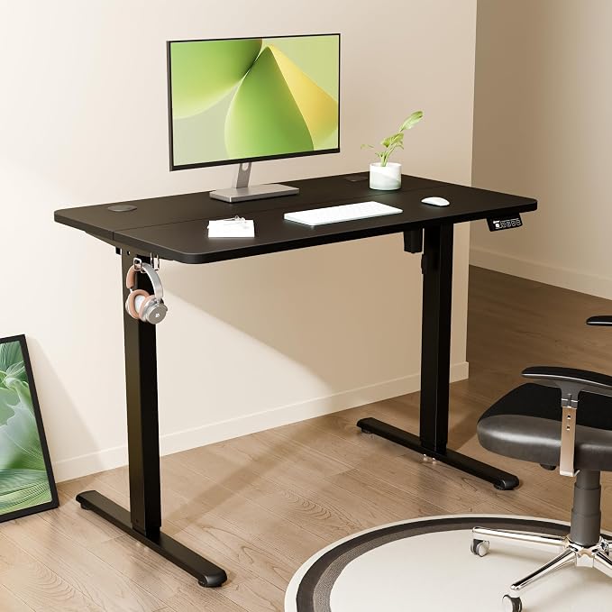 40"x24" Standing Desk, Height Adjustable Sit-Stand Home Office, Black | Electric Adjustable Standing Desk, Sit to Stand Computer Office Desk with Splice Board, Memory Preset, Lifts 28.7''-46.5" - Image 2