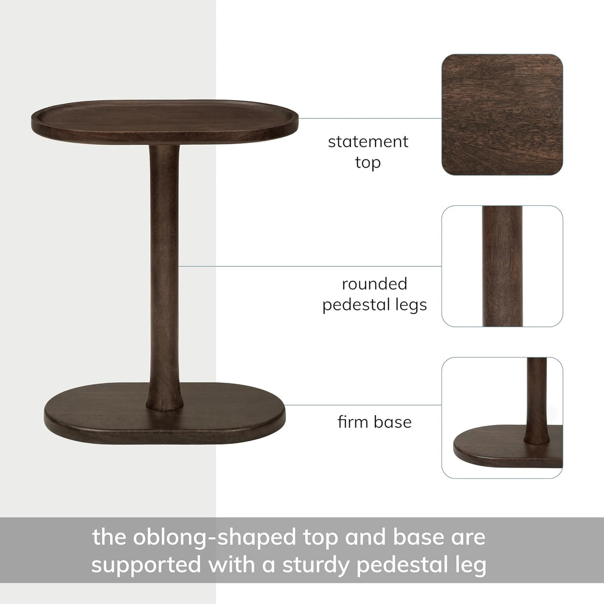 MH London Side Table - Crawford Wooden Modern C Shaped End Table - Exclusively Designed Hand Crafted Tables - End Table for Living Room, Bedroom Bedside Tables and Office - Image 4