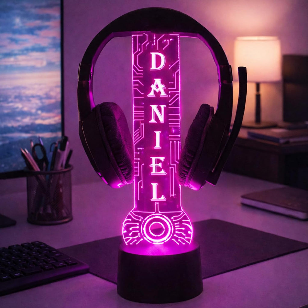 Custom LED Headphone Holder with Name, Personalized Light up Headphone Stand for Desk, Gaming Headset Holder RGB Gift for Him, Boyfriend, Gamers, Valentines, Anniversary, Birthday Gifts 1 - Image 3
