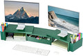 Spacrea Metal Desk Organizers and Accessories, Dual Monitor Stand Riser with Drawer and 2 Pen Holders, Desk Accessories & Workspace Desktop Organizers for Office Supplies (Dark Gree) by Spacrea