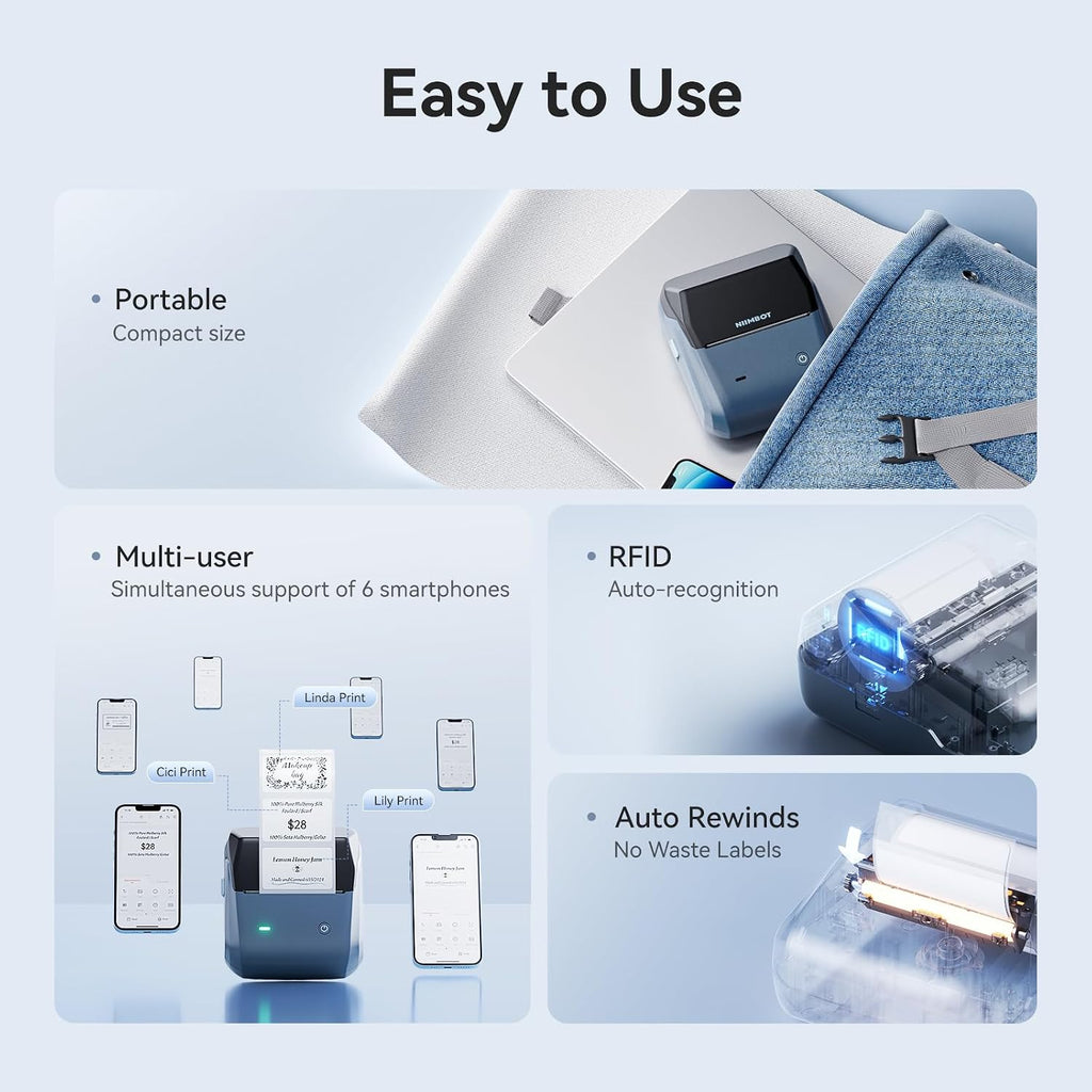 NIIMBOT B31 Label Maker , Bluetooth Thermal Label Printer for Retail, Blue - Image 7