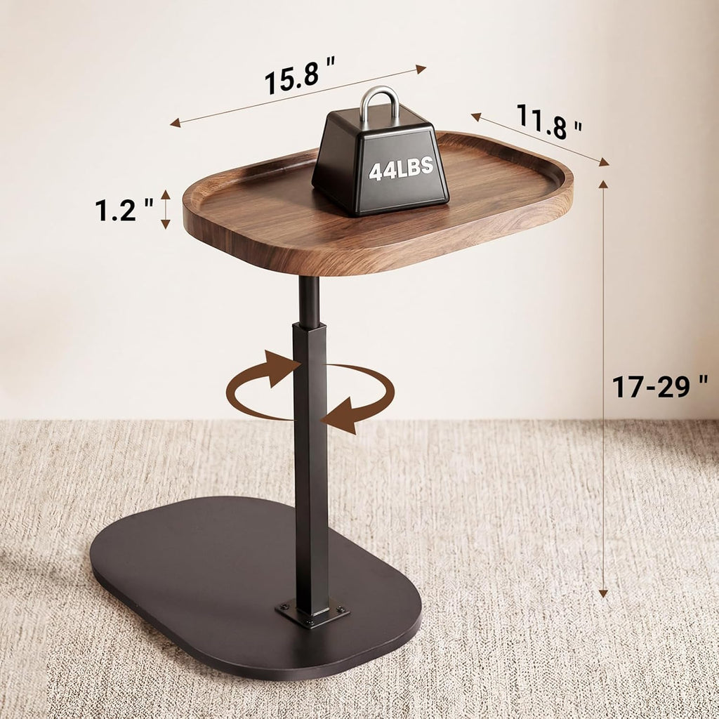 Adjustable Height TV Dinner Tray Table for Eating, 360°Swivel Small C Shaped End Side Table for Living Room, Bedroom,Hospital, Couch Armrest Table that Slide Under Sofa, Bed, Desk - Image 2