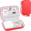 Canboc Carrying Case for MacBook Air Pro Charger MagSafe/MagSafe 2 Power Adapter, iPhone 16/16 Pro MagSafe Charger, USB C Hub, Type C Hub, USB Multiport Adapter, Hard Shockproof Bag, Red by Canboc