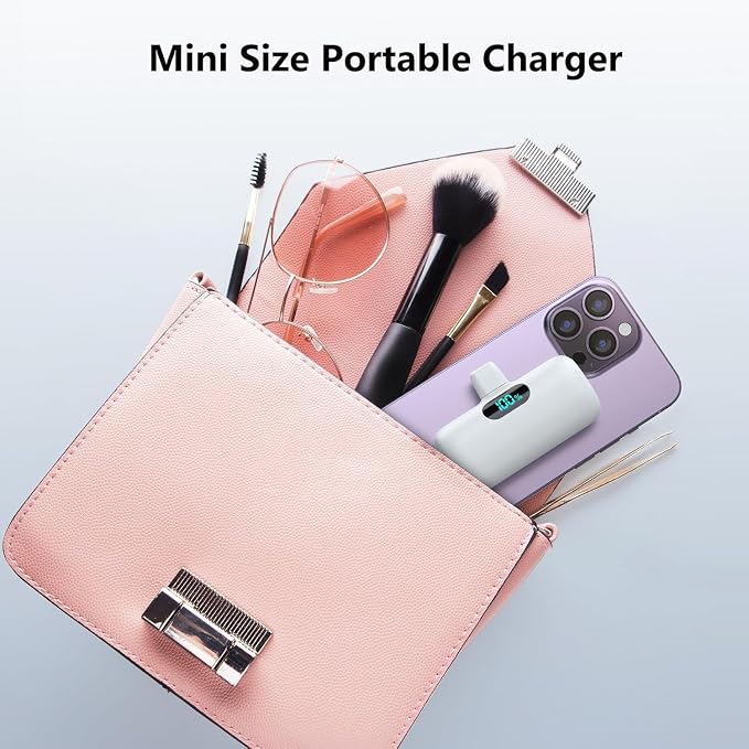 Mini Portable Charger USB C Power Bank,5500mAh PD Fast Charging Battery Pack Built-in USB-C Connector Travel Essential for iPhone17/17Pro/17Pro Max/Air/16 Plus/16Pro Max/15 Series,Android White - Image 7