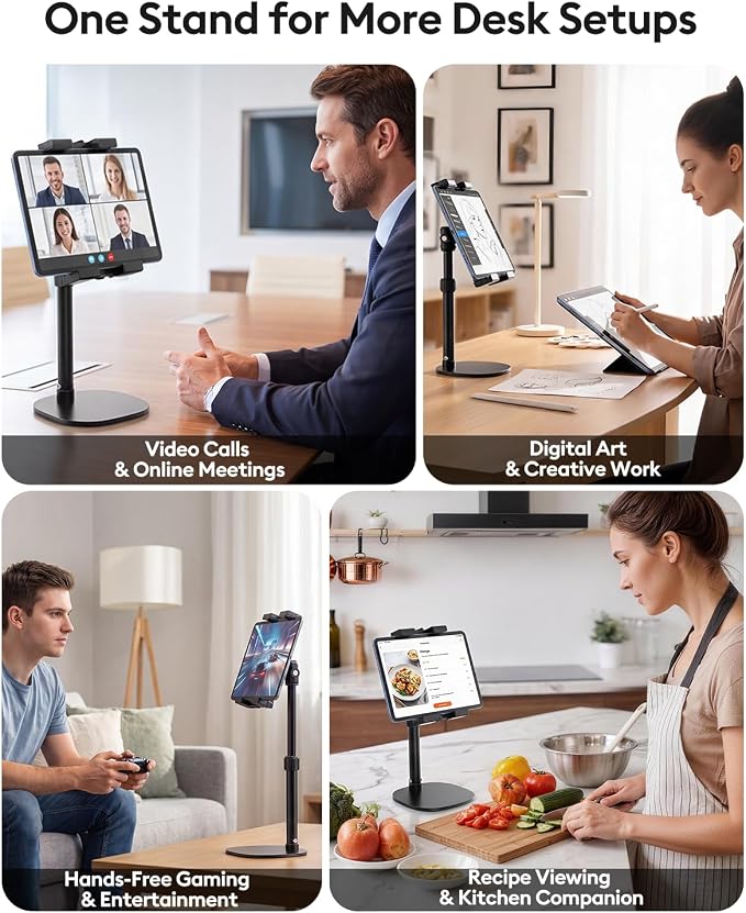 OHLPRO Heavy Duty Portable Monitor Stand for Desk, 22.83" Ultra Tall Tablet Holder with Wide Steel Base, 5.5 LB Capacity, iPad Stand Fits 5-22" Screen, iPad Pro 12.9 13, Office, Kitchen, Drawing - Image 8