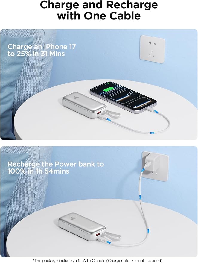 Portable Charger, Power Bank Fast Charging 10000mAh Battery Pack Charger Portable with Built in Cables Travel Essential Portable Power Bank for iPhone 17 16 15 14 13 Samsung Galaxy S24 S23(1Pack) - Image 6
