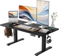 YIHAYO Low Height Adjustable Desk, Lifts 18.1-28.3 Inches, Electric Standing Desk for Short People, 48 x 24 Inches Computer Table with Splice Board for Home Office, Black by YIHAYO