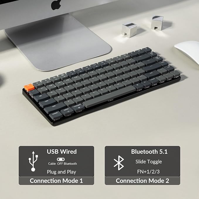 Keychron K3 Version 2, 84 Keys Ultra-Slim Wireless Bluetooth/USB Wired Mechanical Keyboard with White LED Backlit, Low-Profile Keychron Mechanical Brown Switch Compatible with Mac Windows - Image 3