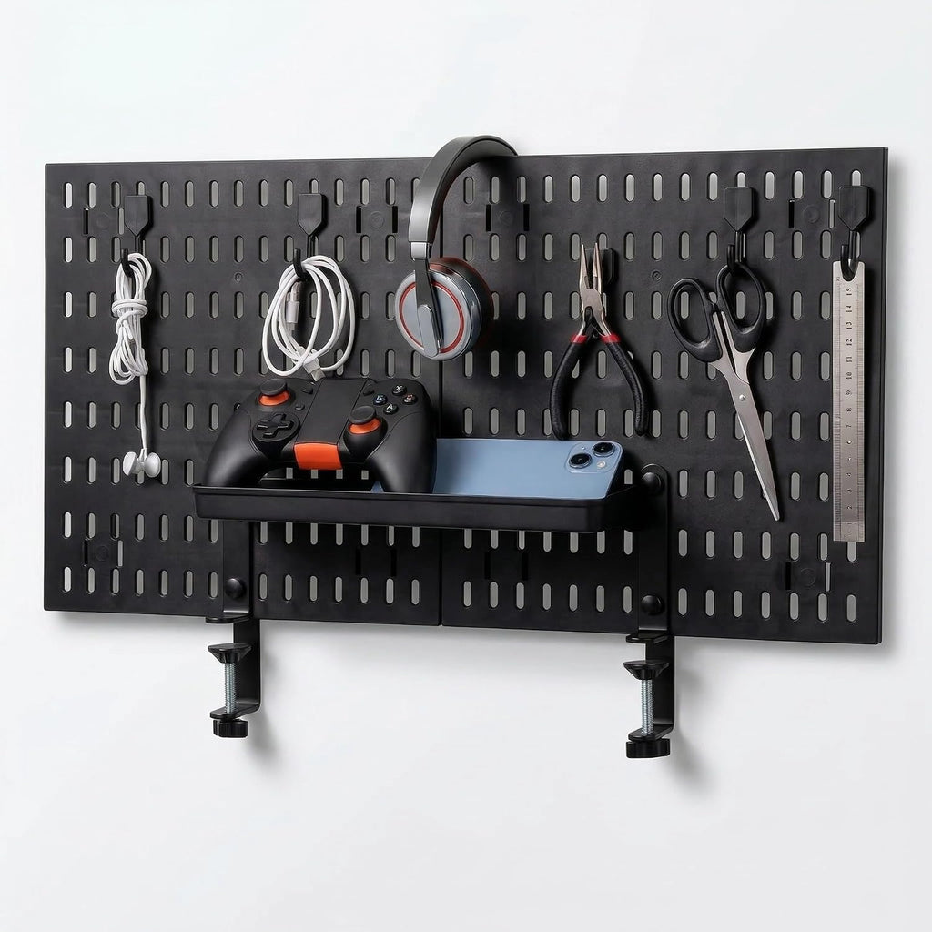 Gaming Desk Organizer Clamp-on Pegboard No Drill Storage by Elfzone