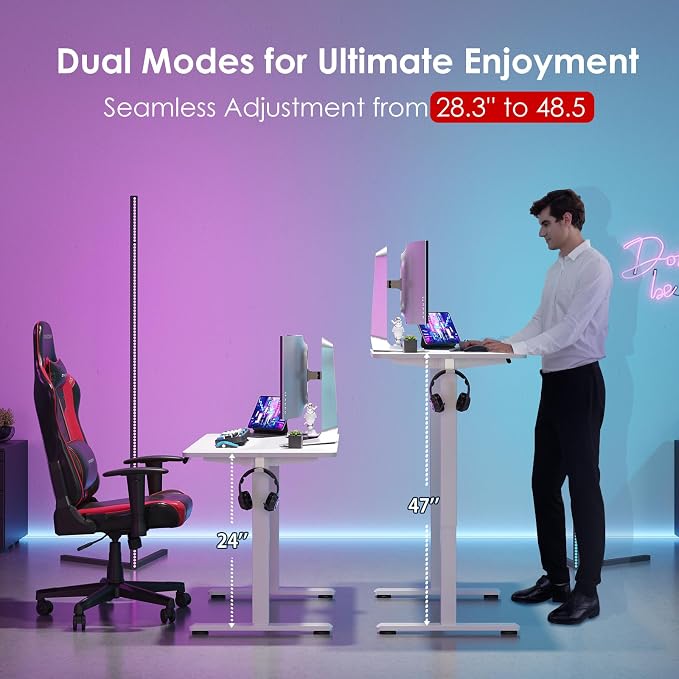 Electric Standing Desk Adjustable Height Sit Stand Home Office Desk with Splice Board - Image 3