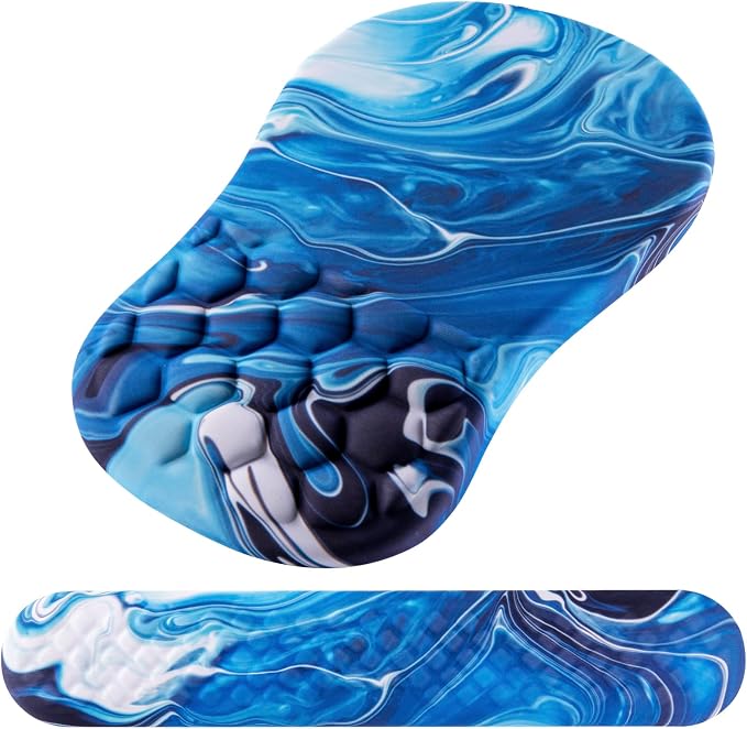 Ergonomic Mouse Pad & Keyboard Wrist Rest Set, Memory Foam | Memory Foam Wrist Cushion, Non-Slip PU Base, Massage Design, Relieves Wrist Pressure for Work, Gaming & Office Use by Laokiiy