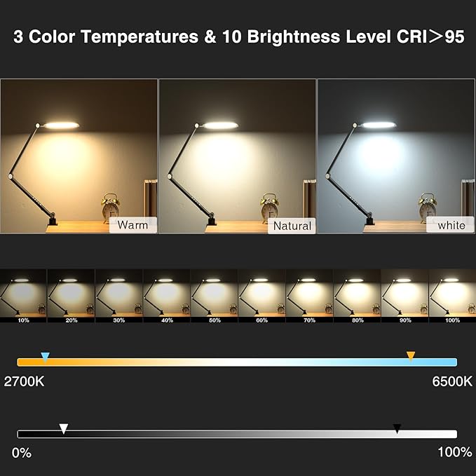 Video Conference Lighting for Computer, Dimmable Light for Video Recording, Meeting, Laptop & Webcam, 15W Ring Light for Desk with C- Clamp, Swing Arm, Remote, Memory & Timer CRI >95 - Image 6