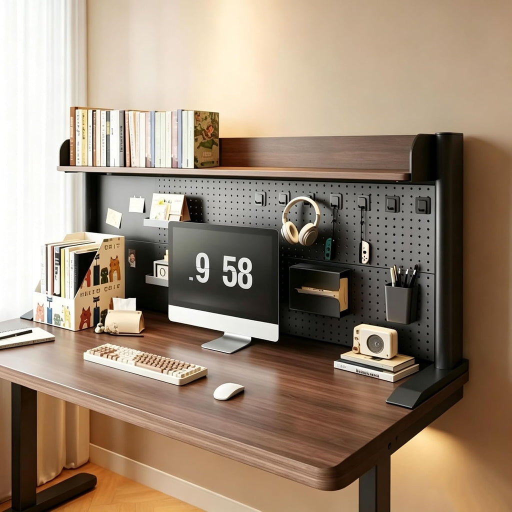 Desktop Shelf Desk Hutch with Pegboard, Clamp On Over Desk Storage by YDAECKRYVB