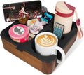 Couch Cup Holder Tray, Real Acacia Wooden Caddy with Soft Silicone, Snack and Drink Organizer- Perfect Movie Night Accessories for Bed, Remote and Cup Holders for Sofa (Black) by Couch Buddy
