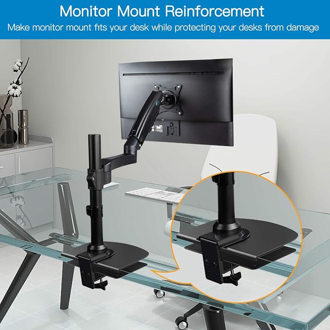 HUANUO Steel Monitor Mount Reinforcement Plate for Thin, Glass and Other Fragile Tabletop, Steel Bracket Plate Fits Most Monitor Stand C Clamp Installation - Image 4