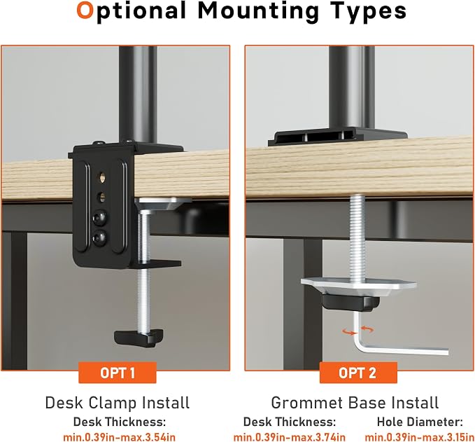 BONTEC Laptop Arm for Desk, 13-32 Inch, 22lbs, VESA 75/100 Compatible | Fully Adjustable Monitor Arm with Vented Tray for LCD Screens and Notebook up to 17", Dual Mounting Options - Image 6