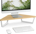 TEAMIX 26 inch Corner Monitor Stand Riser with Keyboard Storage, Maple | Triangle Monitor Stand, Wood & Metal Computer Stand, Laptop Riser, Desktop Organizer, for L Shaped Desk, Home Office & Gaming by TEAMIX