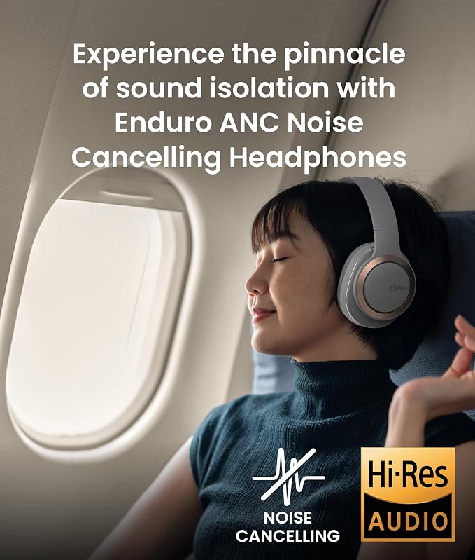 Cleer Audio Enduro ANC Noise Canceling Headphones, Light Grey | Bluetooth Multipoint Connection, Over-the-Ear Design with Mic, Crystal Clear Hands-Free Calling, 60 Hours of Battery Life - Image 5