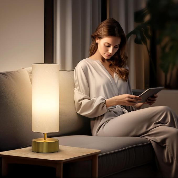 3-Way Dimmable Table Lamp, Touch Control Gold Bedside Lamp with White Shade | Modern Nightstand Touch Lamp, Simple Side Table Lamp, Night Light for Bedroom Living Room Kitchen, LED Bulb Included - Image 5