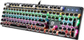 YSCP Typewriter Style Mechanical Gaming Keyboard Rainbow Backlit Wired with Blue Switch Retro Round Keycap 104 Keys Keyboard (L-Black) by YSCP