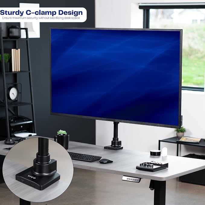 VIVO Ultra Wide Monitor and TV Desk Mount for up to 55 inch Screens, Single Television Stand with Articulating Arm, Holds up to 44 lbs, Max VESA 400x400mm, Black, STAND-V155D - Image 7