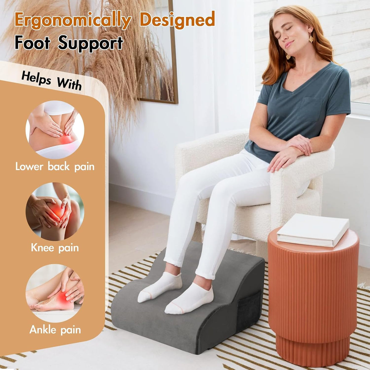 Foot Rest Under Desk,Ergonomic Foot Rest Office Comfort Foot Stool at Work - Image 3