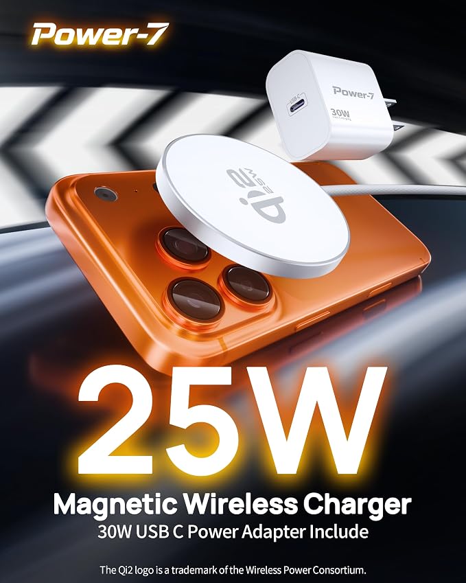 for MagSafe Charger,25W Qi2 6FT Magnetic Wireless Charger Fast Charging Pad | for iPhone 17 16 15 14 13 12 Pro Max, with 30W USB-C Adapter,Strong Magnet,Aluminum Alloy,Portable,Travel,Office,Bedside,Home - Image 2